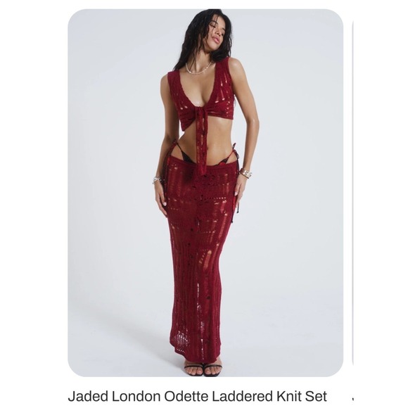 Jaded London Dresses & Skirts - Jaded London Odette Laddered Knit Set Skirt Top Open Knit Sexy Beach Party XS